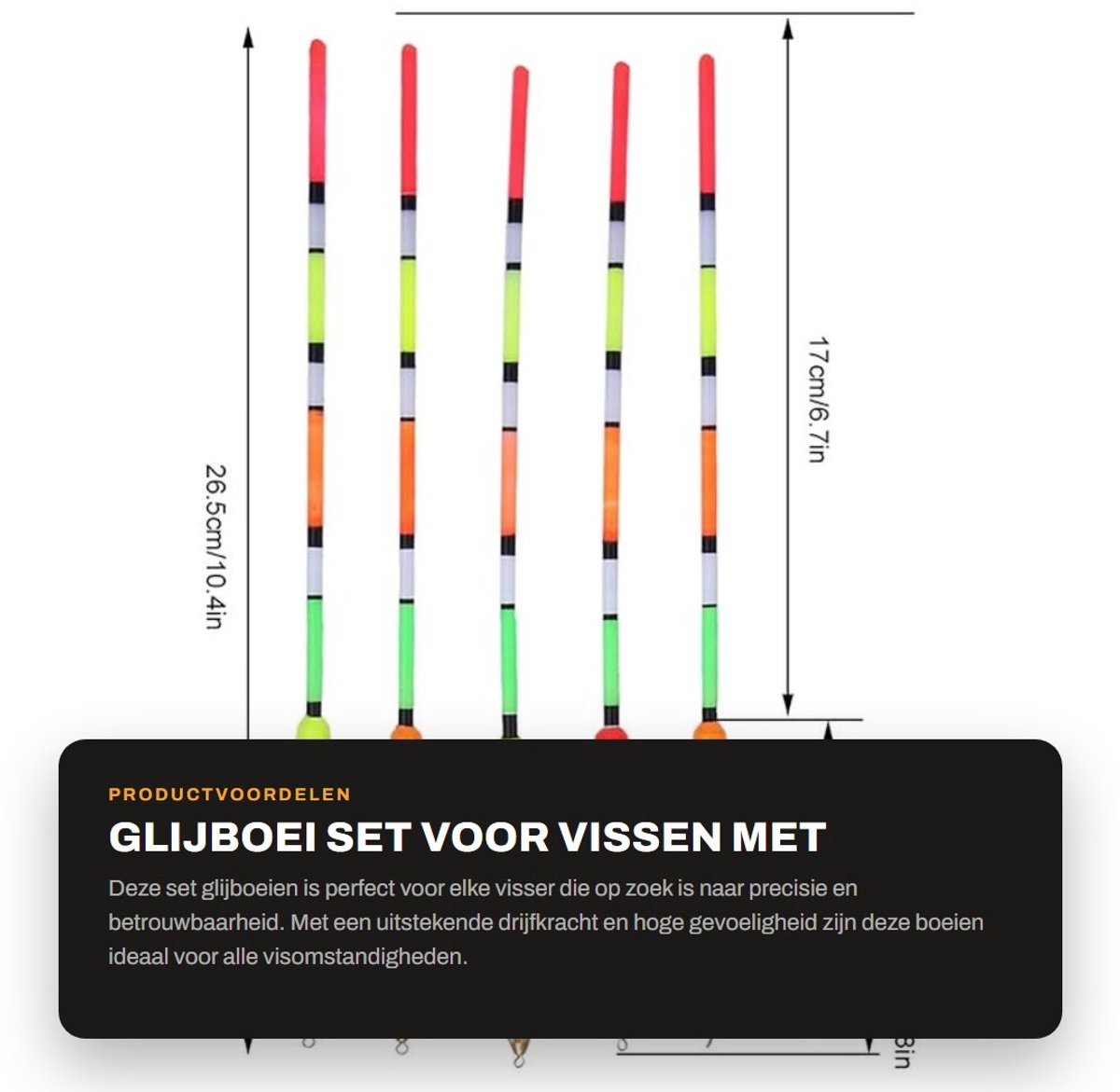Dailygoods- Vissersboei Licht Gevoelig - Duurzaam - Waterdicht - Antioxidatief - Balsahout - 4 + 2 Posen/Sbirolinos - Visdobber