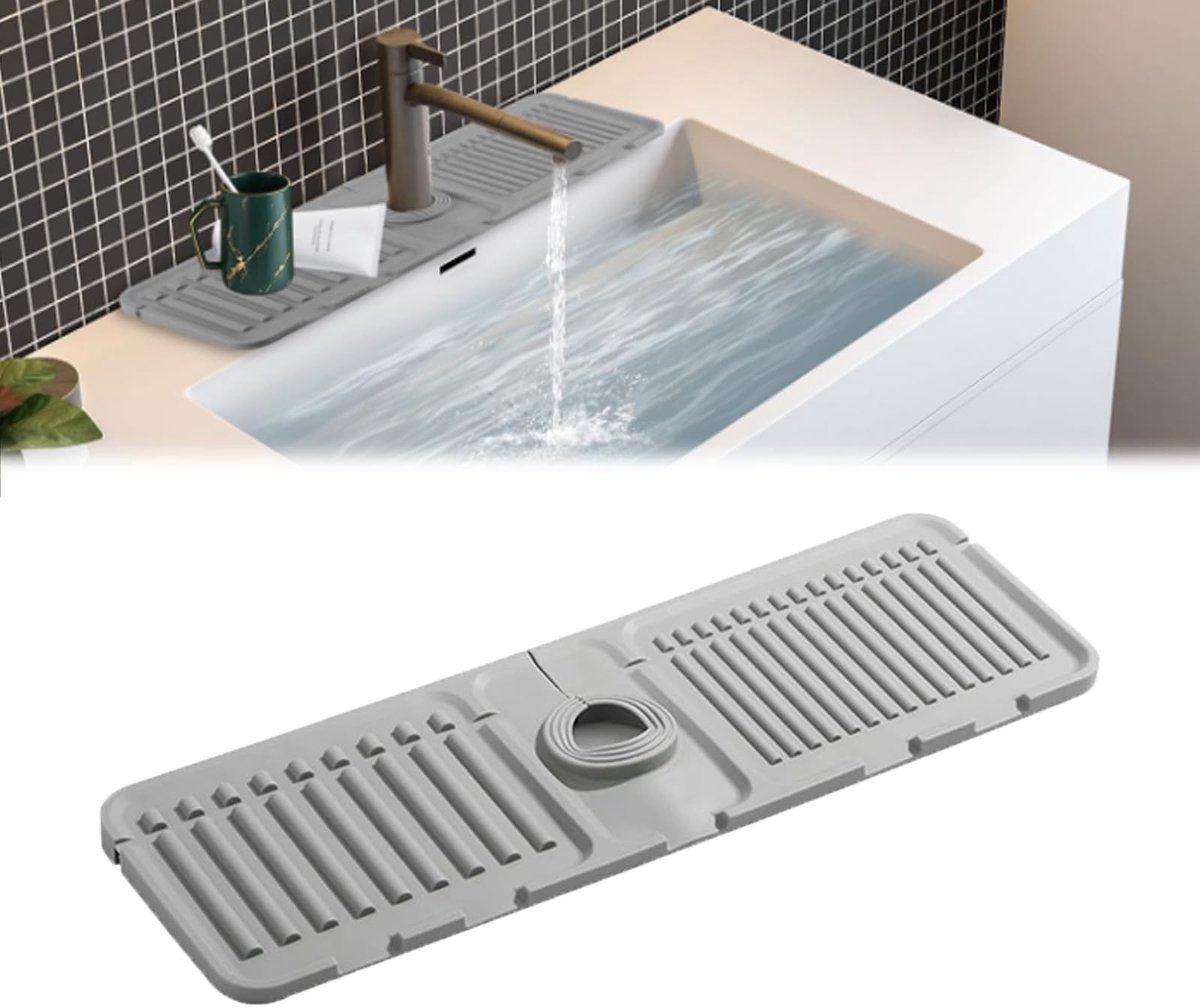 Dailygoods- Afdruipmat Siliconen - Watervanger - Spatbescherming - Antislip - 39 x 12 cm - Voor Keuken/Badkamer - Watermat