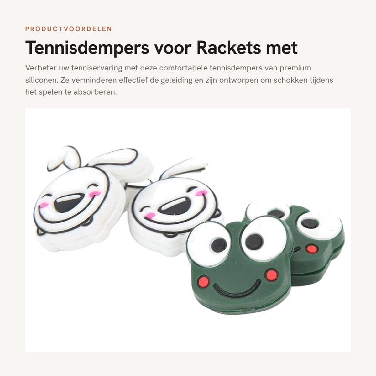 Dailygoods- Tennisdempers Schokabsorberend - Cartoon Patroon - Comfortabel - Draagbaar - Lichtgewicht - Premium Siliconen Materiaal - Trillingsdemper