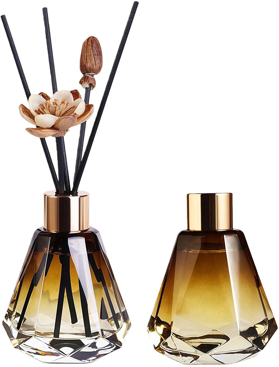 Dailygoods- Diffuserfles 60ml/2oz - Glazen Riet Diffuser - Navulbaar - Aromatherapie Accessoires - DIY Vervangset - Elegant Design - Geurverspreider