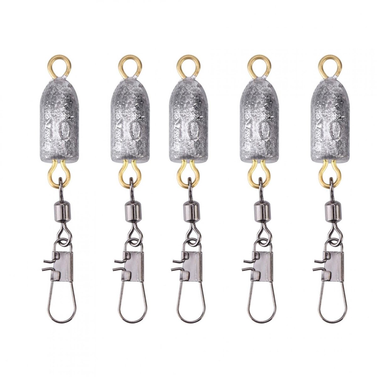 Dailygoods- Vislood 10g 5 Stuks - Sinkers - Connector - Hoog slijtvast - Unieke vorm - Gemakkelijk te gebruiken