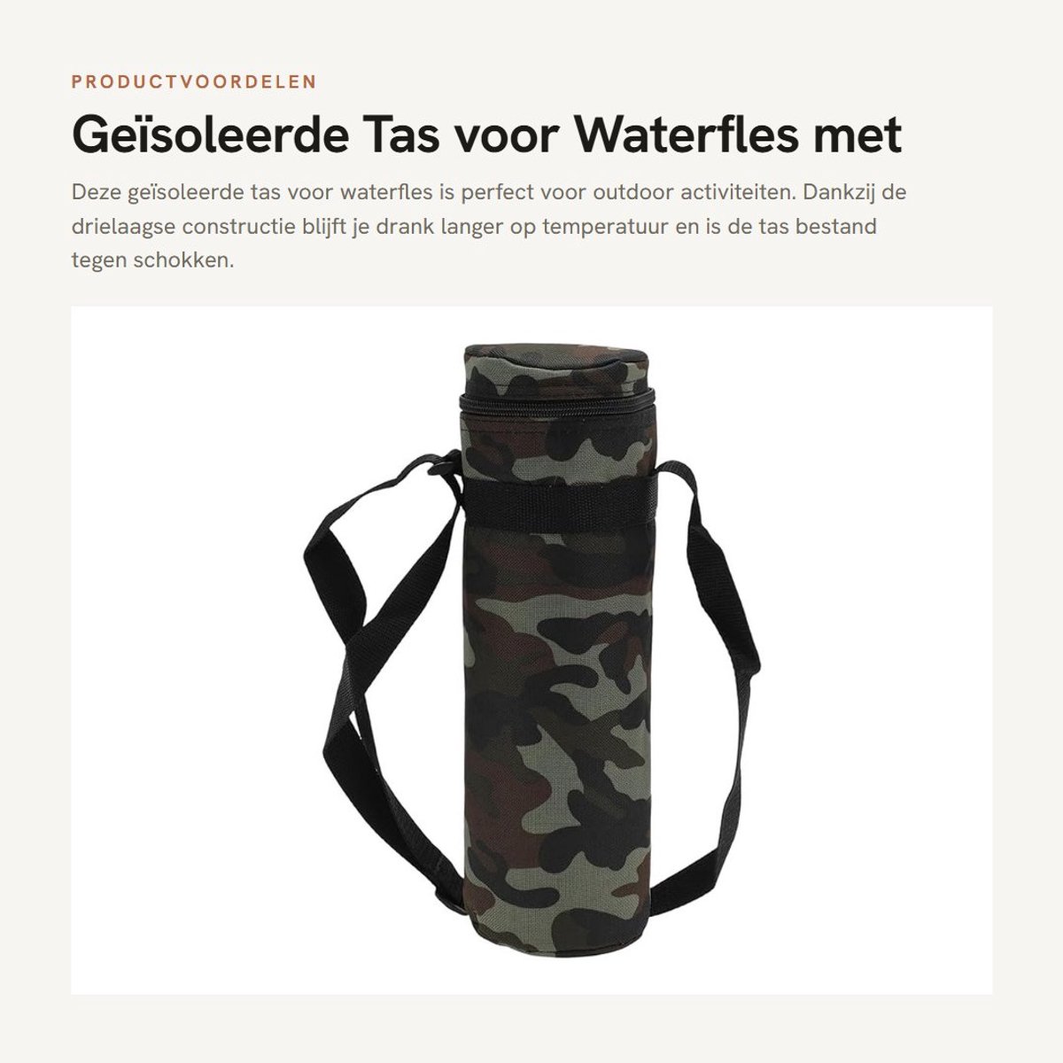 Dailygoods- Geïsoleerde Tas - Drielaagse Constructie - Waterfles Houder - Schokbestendig - Verstelbare Schouderriem - 30 x 10 cm - Duurzaam en Spatwaterdicht - Waterfleshouder