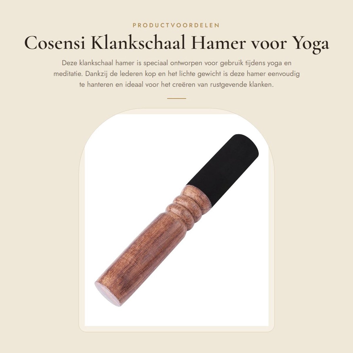Dailygoods- Klankschaal Hamer Lederen Kop - Houten Hamer - Draagbaar - Lichtgewicht - Geschikt voor Yoga/Meditatie - Uitstekend Vakmanschap - Tibetaanse Hamer