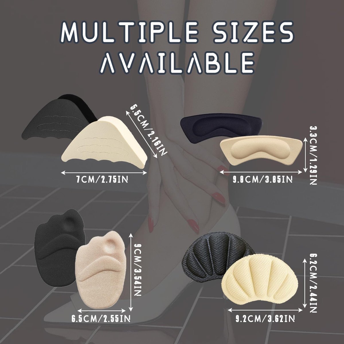 Dailygoods- Hielkussentjes 16 Paar - Verstelbare Schoenvuller - Antiblister Schoenvoeringen - Hielbeschermers - Hielinzetstukken - Zachte Spons, Polyester - Schoeninlegzolen