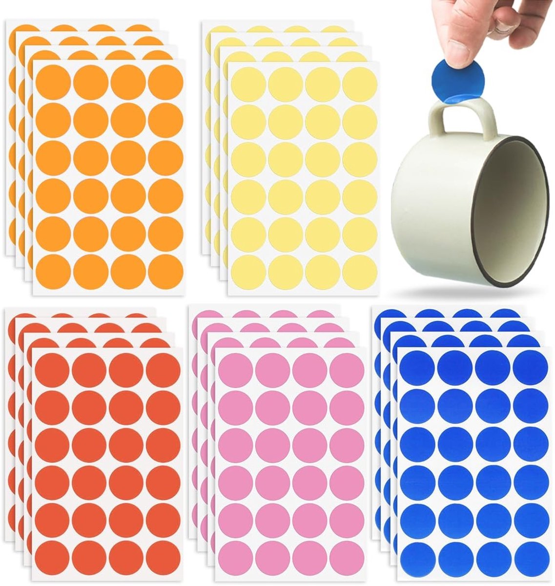 Dailygoods- Puntstickers 480 Stuks - Kleurrijke Ronde Stickers - Zelfklevende Markeringspunten - Waterdicht - Kleurcodering - 30 mm Diameter - Etiketten