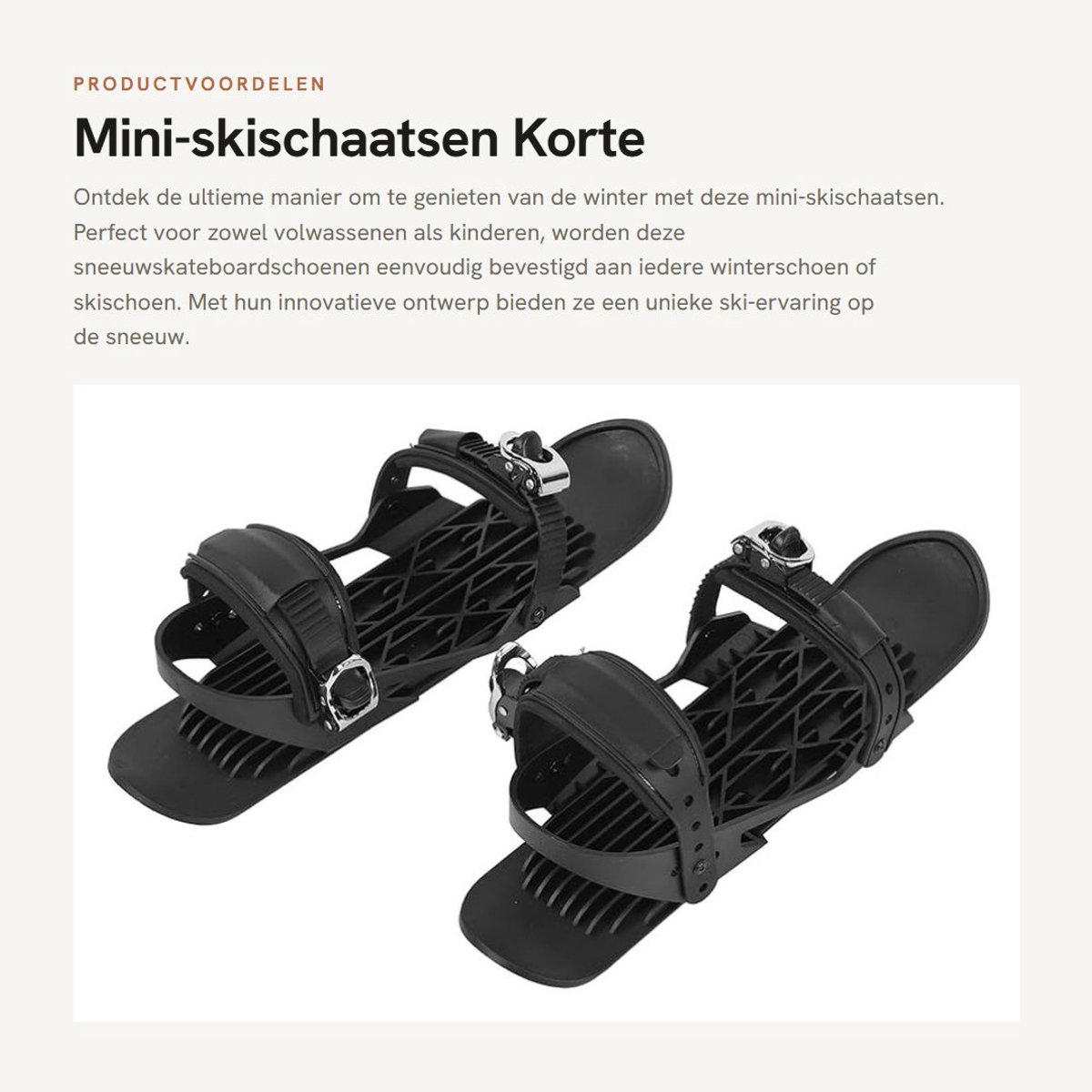 Dailygoods- Snowblades Multifunctioneel - Mini-skischaatsen - Verstelbare Bandjes - Duurzaam Materiaal - Geschikt voor Winterschoenen - Voor Voetmaat US 6-13/EU35-47 - Sneeuwschoenen