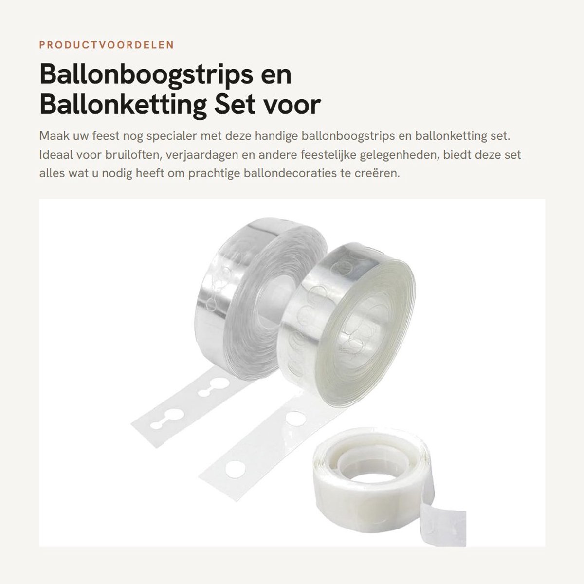 Dailygoods- Ballonboogstrips 3 Rollen - Dubbele/Enkele Gaten Ballonketting - Ballonlijmstippen - Ballonslingerstrip - Geschikt voor Feesten - Transparant Kunststof