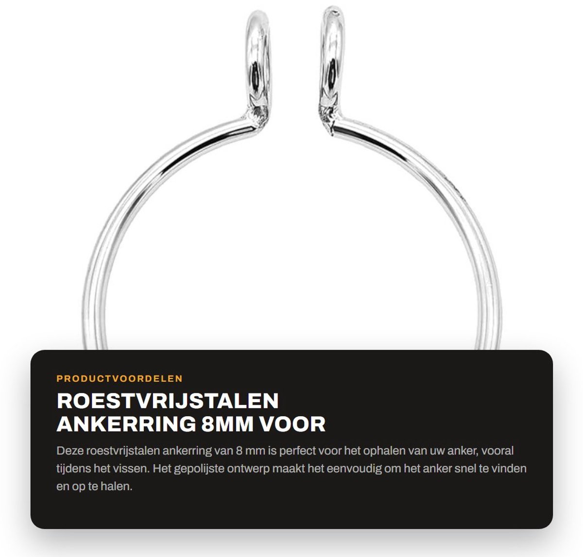 Dailygoods - Roestvrijstalen Ankerring 8mm voor Ankerophaalsysteem