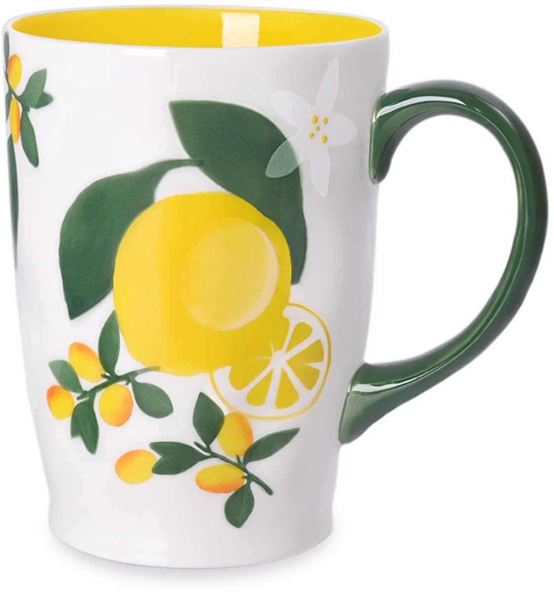 Dailygoods- Koffiemok 20oz Handgeschilderd - Keramisch - Citroenen - Wetenschappelijk Handgreepontwerp - Milieuvriendelijk - Kleurafstemming - Beker