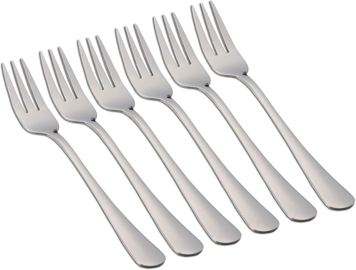 Dessertvorken - Taartvorkjes - Zoete lekkernijen - Hoogglans afwerking - 6 stuks 15 cm - Zilverkleurig