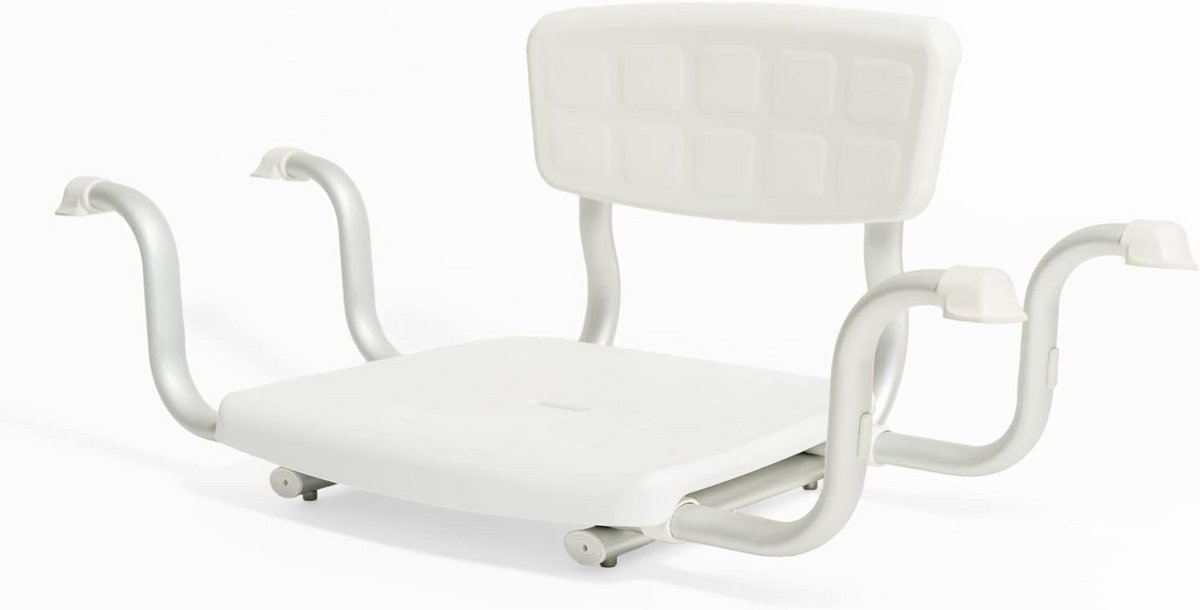 Badkuipstoel met rugleuning - Douchestoel - Veilig Baden - Verstelbaar aluminium frame - Max 120 kg - Wit