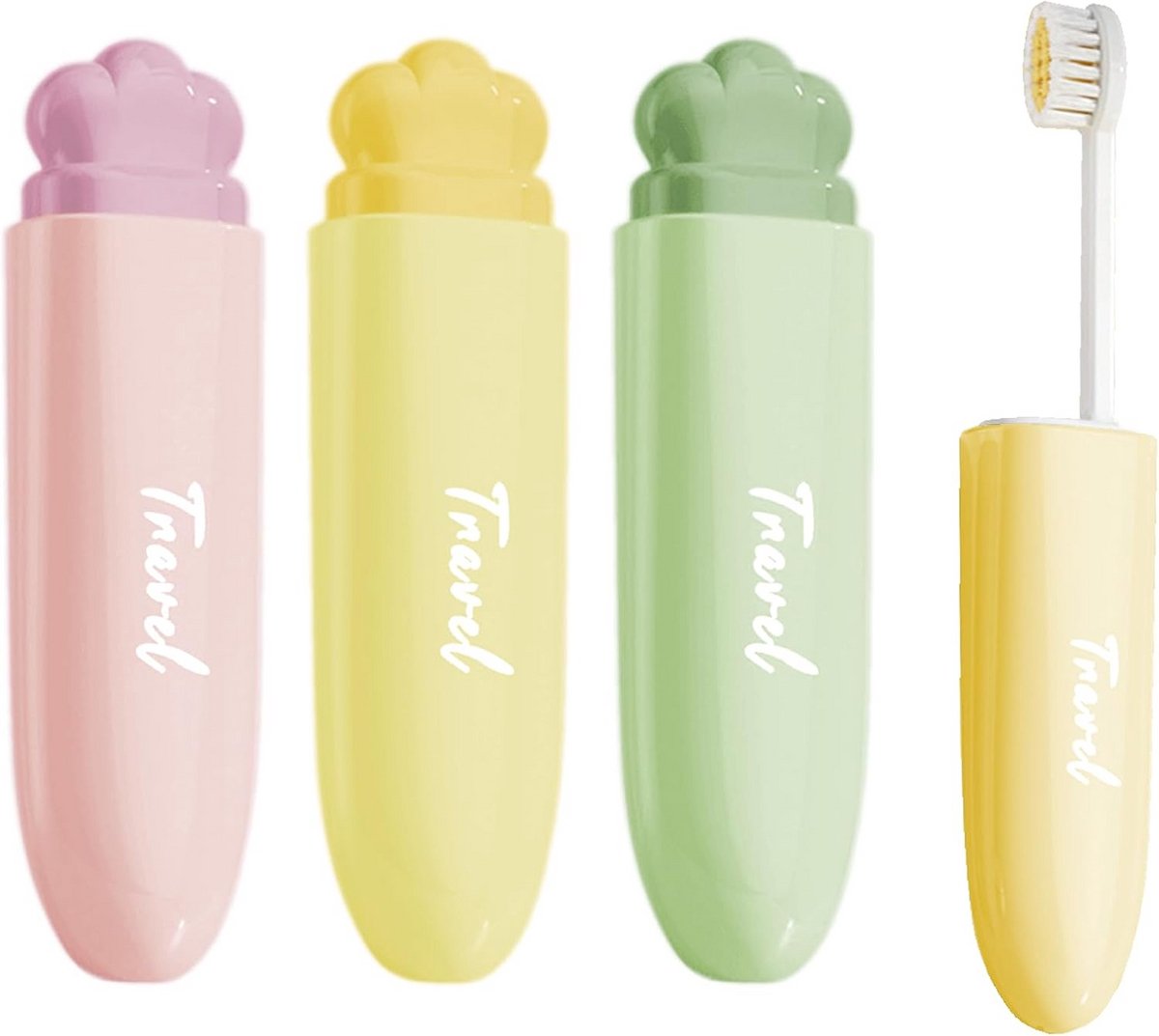 Reistandenborstel Set - Opvouwbare Tandenborstels - Hygiënisch Op Reis - Compact Opvouwbaar - 3 Stuks - Mix Kleuren