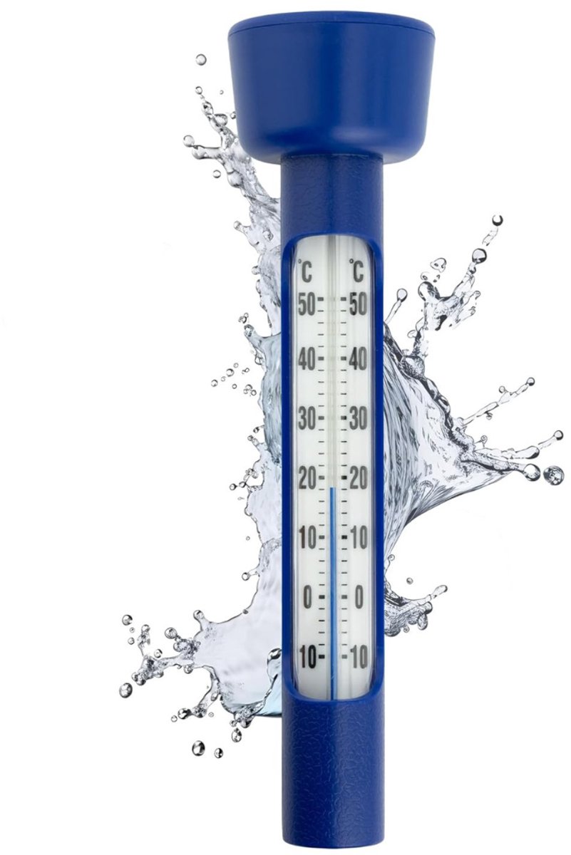 QUOVO® Zwembad Thermometer - Waterthermometer - Zwembad Thermometer Drijvend - Blauw - 19cm x 1cm x 1cm