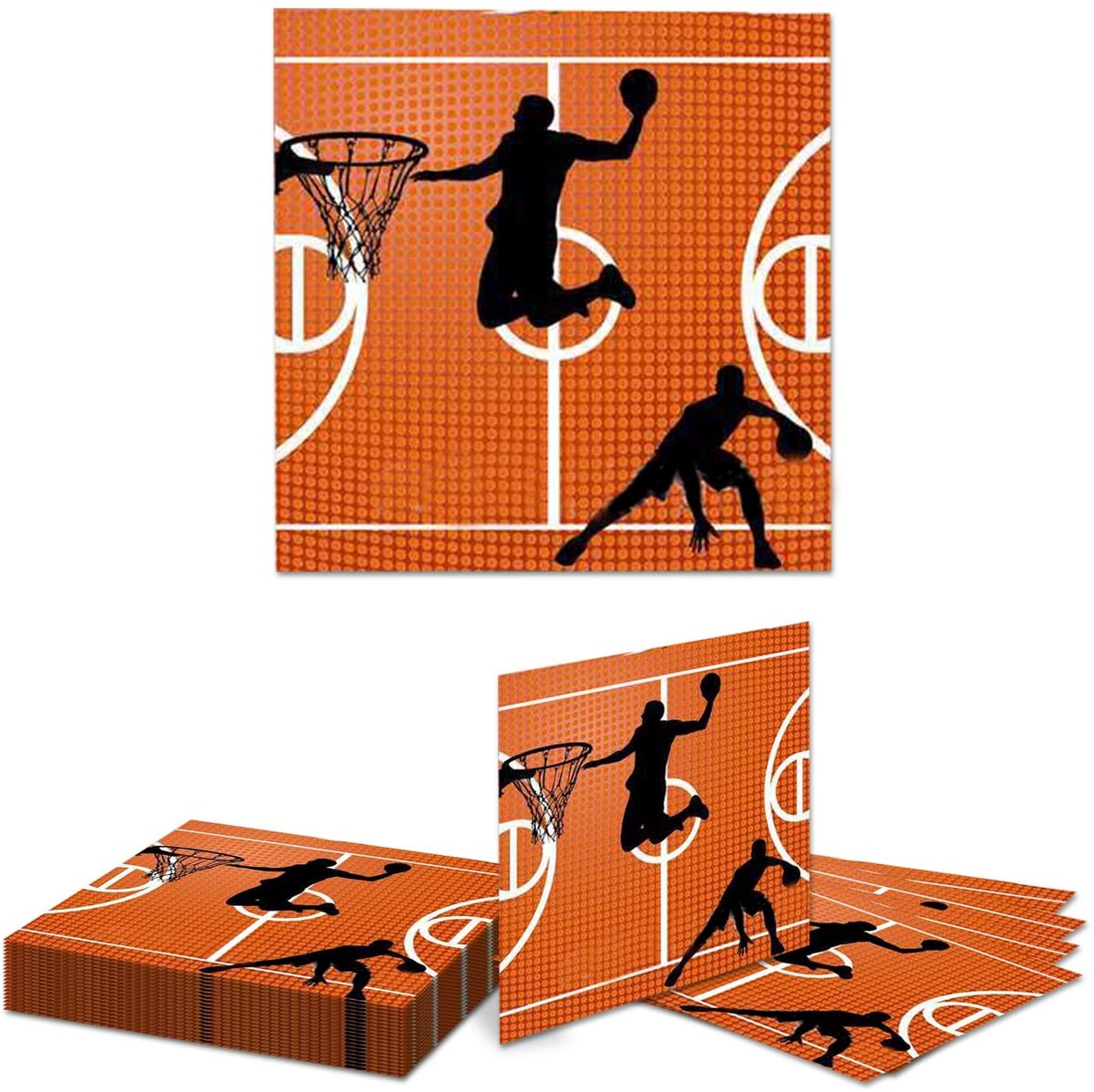 Dailygoods - 20 Stuks Basketbal Verjaardagsfeestje Papieren Servetten - Sportthema Wegwerp Servetten