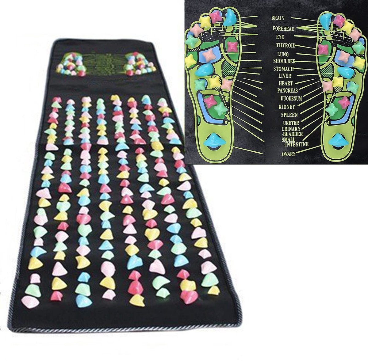 Dailygoods- Reflexologiemat Opvouwbaar Ontwerp - Voetmassage Apparaat - Acupressuurmat - Massagemat met Imitatiekiezelstenen - Spierpijnverlichting - Stimuleert Bloedcirculatie