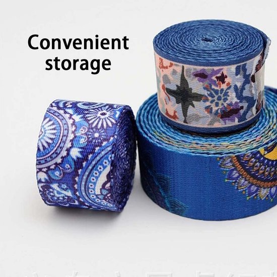 Yogamat Riem - Draagband Elastisch - Yoga Oefenen - Met Opberglus - 2 Stuks 150cm - Meerkleurig van Yogamat — afbeelding 2