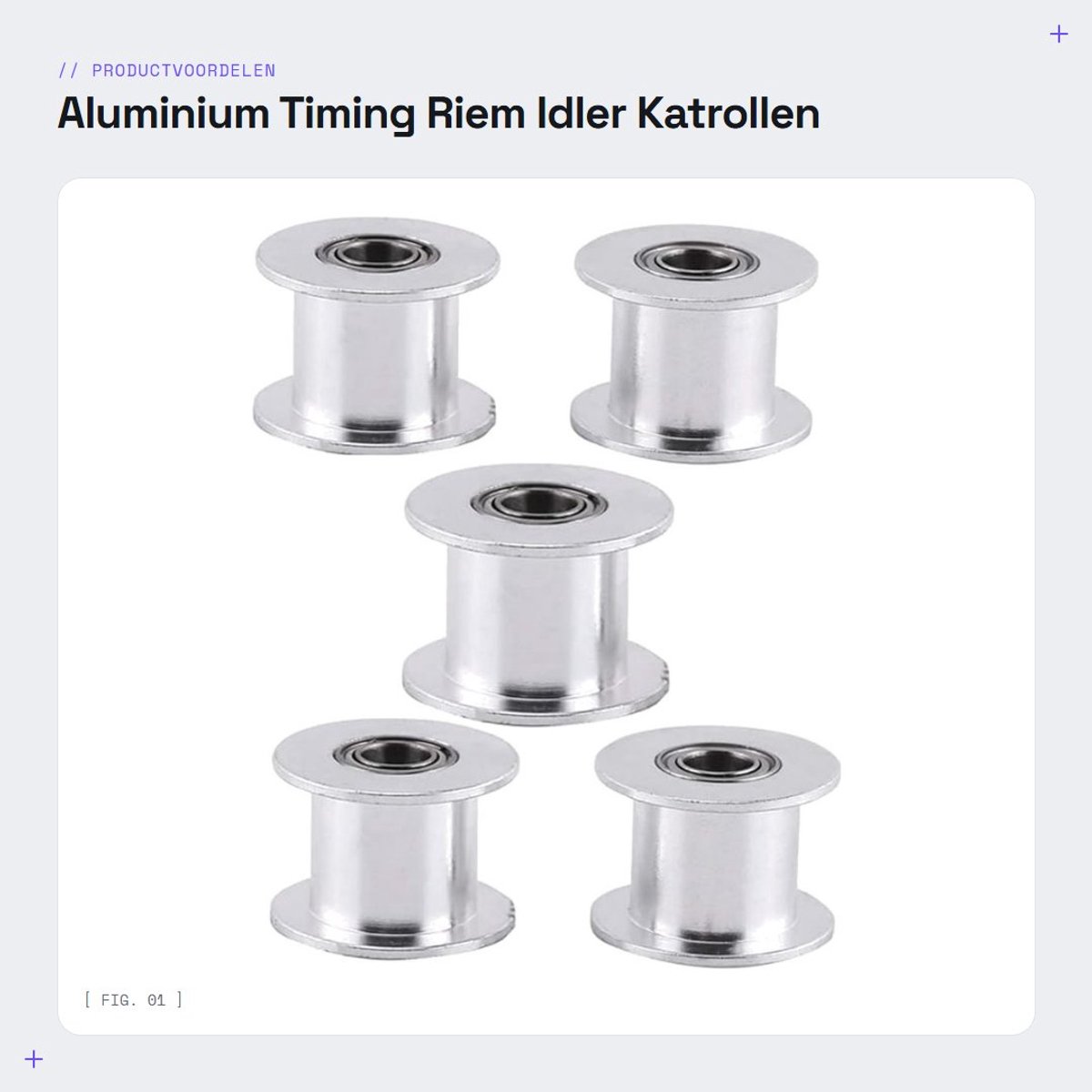 Dailygoods- Timing Riem Idler Aluminium - 5 Stuks - Glad Zonder Tanden - Buitendiameter 18mm - Breedte Riem 10mm - Hoogte 13mm - Katrol