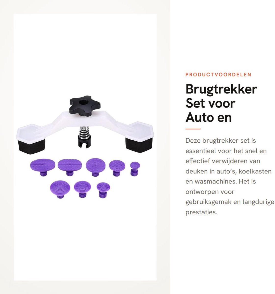 Dailygoods- Brugtrekker lakvrije reparatieset - Deukentrekker Auto - Carrosserie gereedschap - 1 Brugtrekker + 8 Plakstrips - Hoogwaardig metaal - Robuust en betrouwbaar