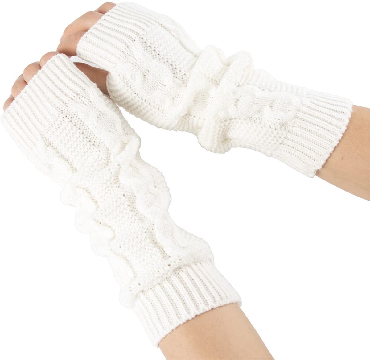 Dailygoods- Armwarmers 30cm - Gebreid Katoen - Vingerloos - Polswarmers - Winter Bescherming - Perfect voor Vrouwen - Polsverwarmers