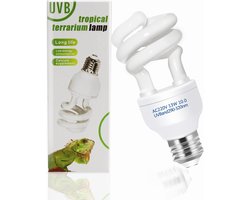 UVB Lamp Reptielen - Warmtelamp Terrarium - Gezonde Botgroei - Simuleert Zonlicht - 13 W E27 - Wit