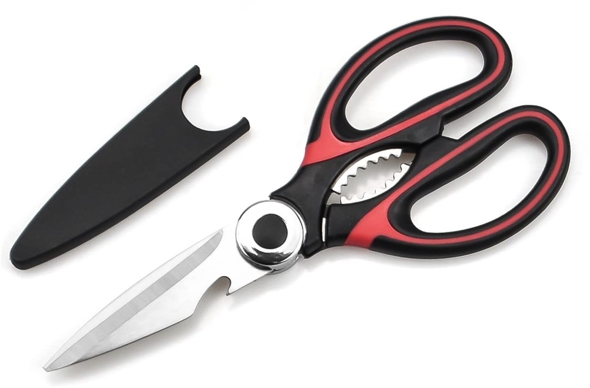 Dailygoods- Keukenschaar Hoogwaardig Roestvrij Staal - Multifunctionele Schaar - Ultrascherpe Voedselschaar - Notenkraker - Flesopener - Antislip Handvat - Keukenmes