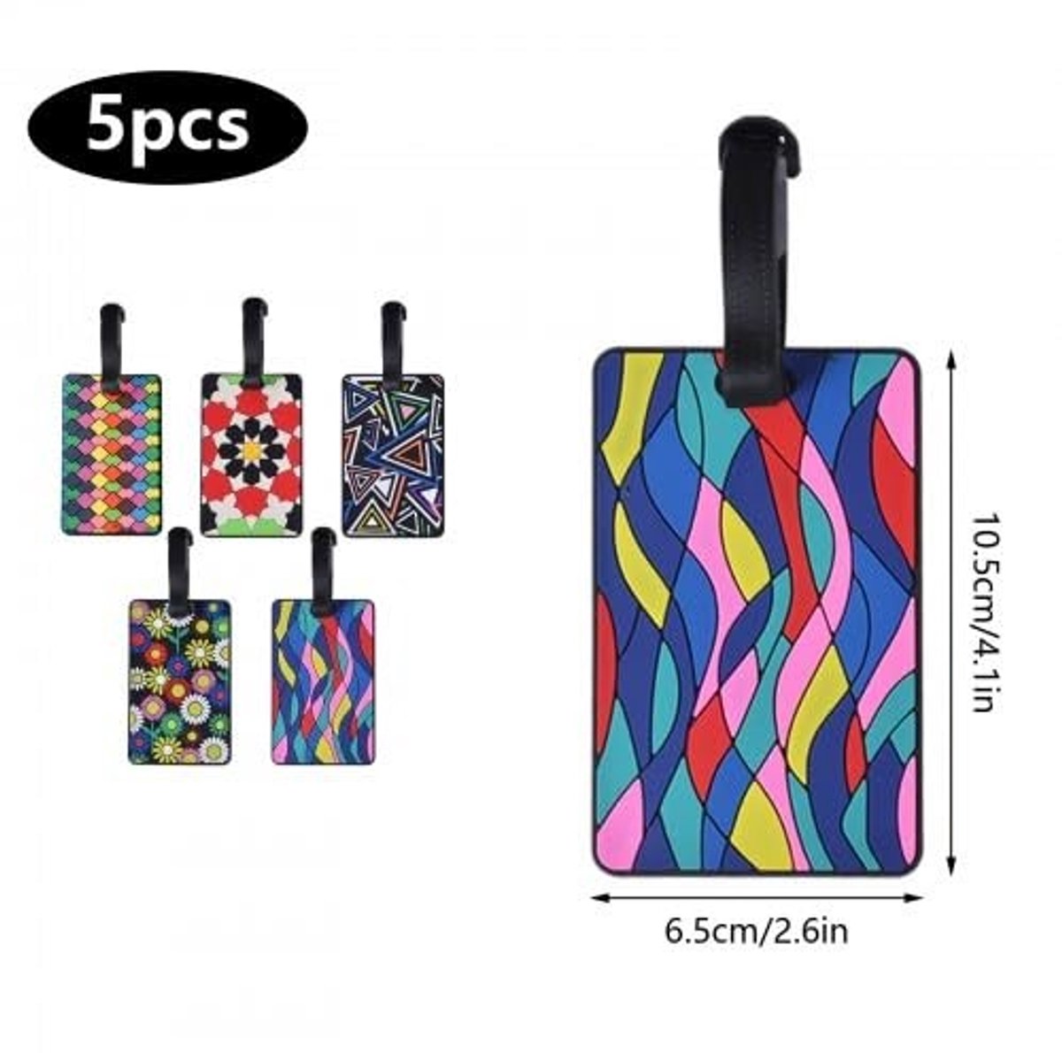 Dailygoods- Bagagelabels 5 stuks - Siliconen Kofferlabels - Adreslabel - Koffernaamplaatje - Reisaccessoires - Duurzaam en herkenbaar