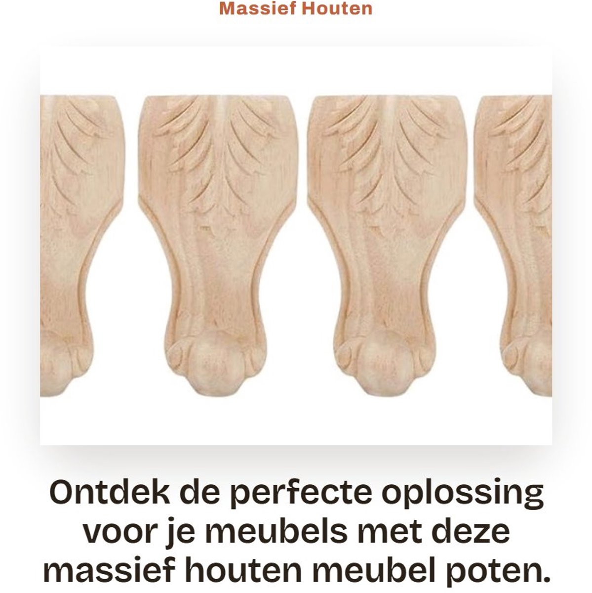 Dailygoods- Meubelpoten Massief Hout - Set van 4 - Handgesneden - 15x6 cm - Voor Sofa/Bank/Stoel/Tafel - Onafgewerkt - Meubelbenen