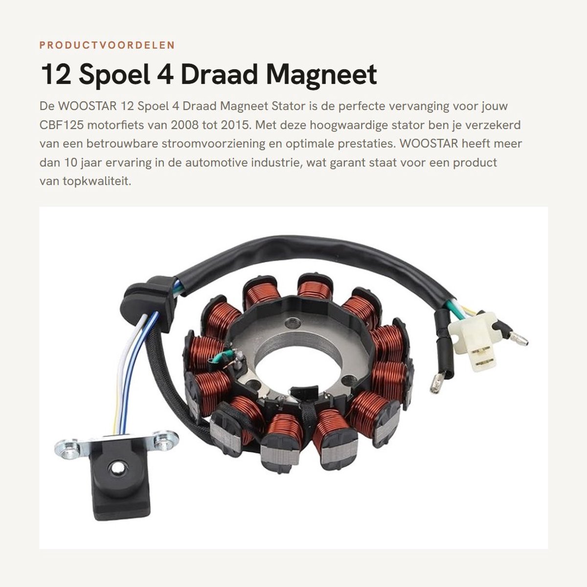 Dailygoods- Magneet Stator Vervanging - 12 Spoel - 4 Draad - Compatibel met CBF125 - OEM 31120-KWF-941 - Hoogwaardige Kwaliteit - Motoronderdeel