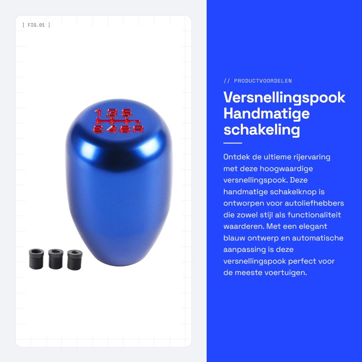 Dailygoods - Versnellingspook - Handmatige schakeling - Universeel - Blauw - Automatische aanpassing - Hoogwaardige kwaliteit - Geschikt voor de meest...
