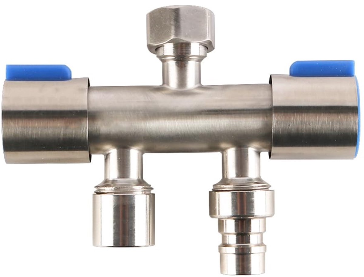 Dailygoods- Driehoeksklepkraan Roestvrij Staal - Dubbele Bediening - Slangaansluitingen - Multifunctioneel Gebruik - Waterleiding - Langdurige Constructie - Waterkraan