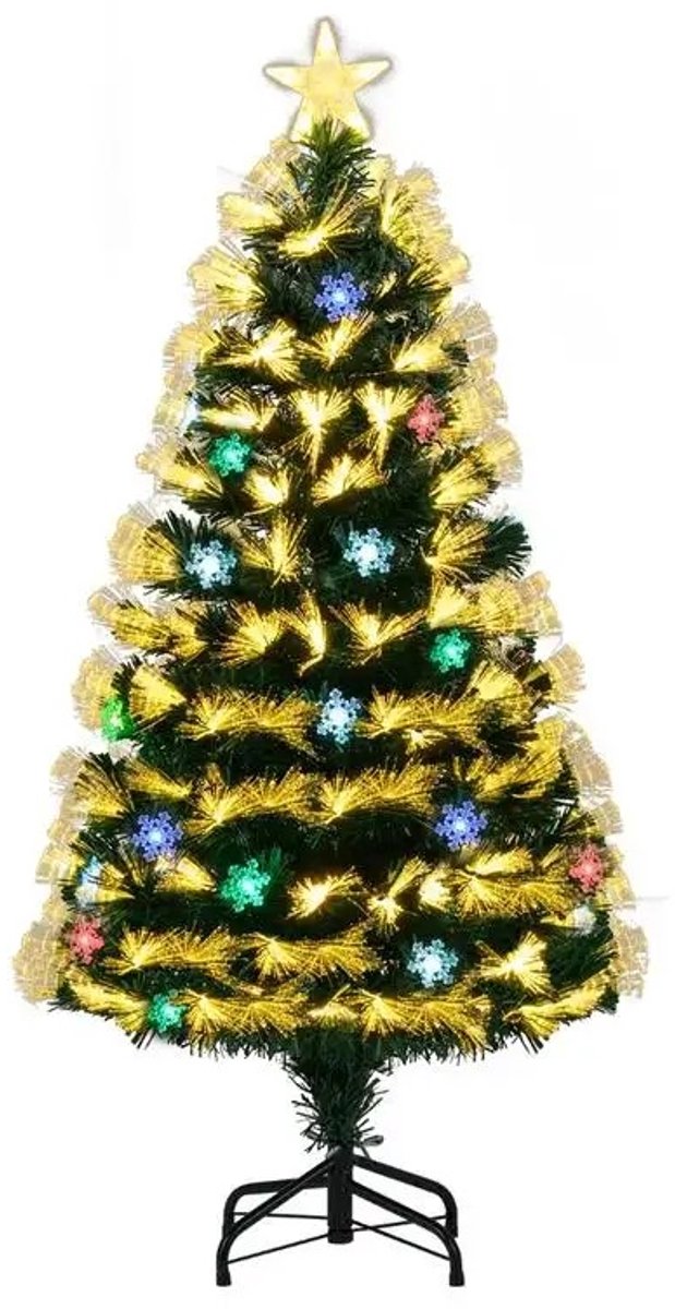 Dailygoods 120cm Voorgevormde Kunstkerstboom met 8 Lichtmodi, 130 Takken, 14 Sneeuwvlokken en Groene Ster - AliExpress 1