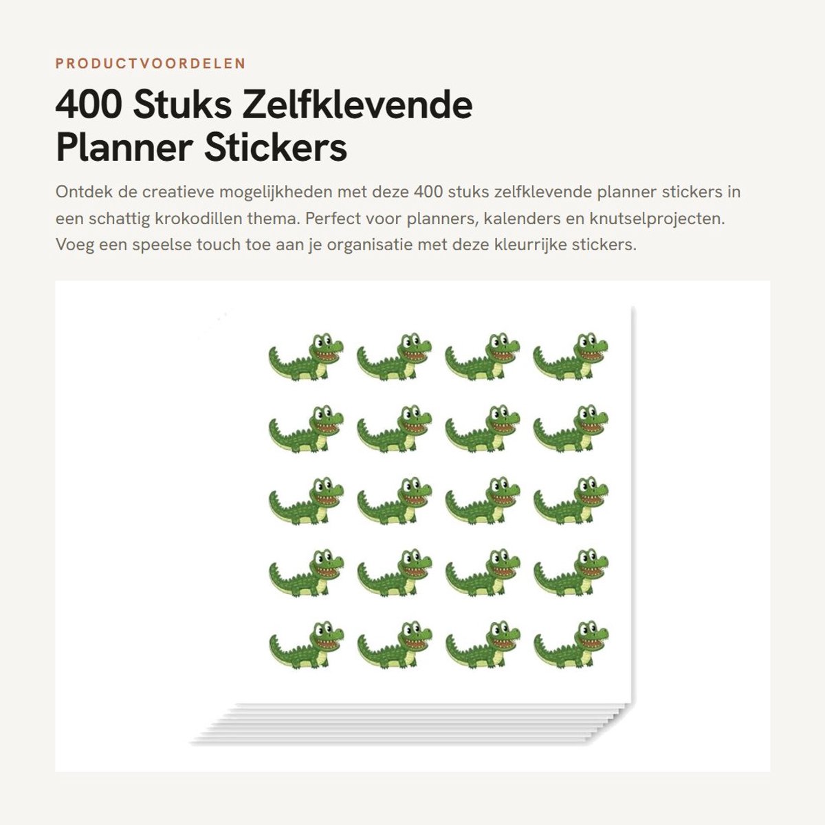 Dailygoods- Planner Stickers 400 Stuks - Cartoon Krokodil Stickers - Dier Thema Stickers - Zelfklevende Stickers - Plakboek Decoratie - Feest Thema Decor