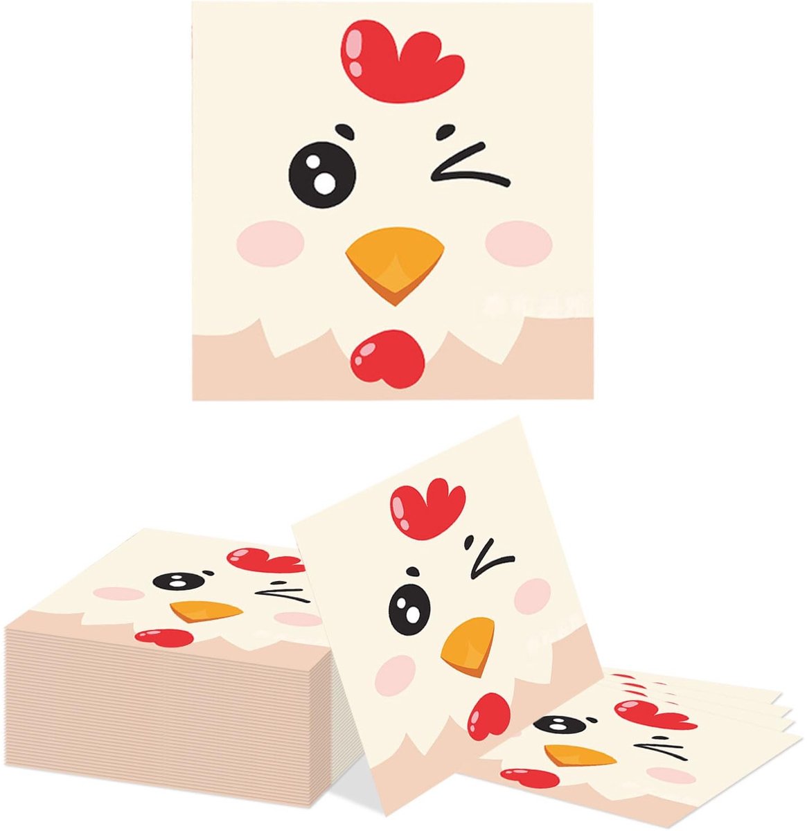 Dailygoods- Kippen Servetten 40 Stuks - 33x33cm - Boerderij Thema - Kuiken Decoratie - Feestverjaardag - Baby Shower Decoratie - Feestservetten