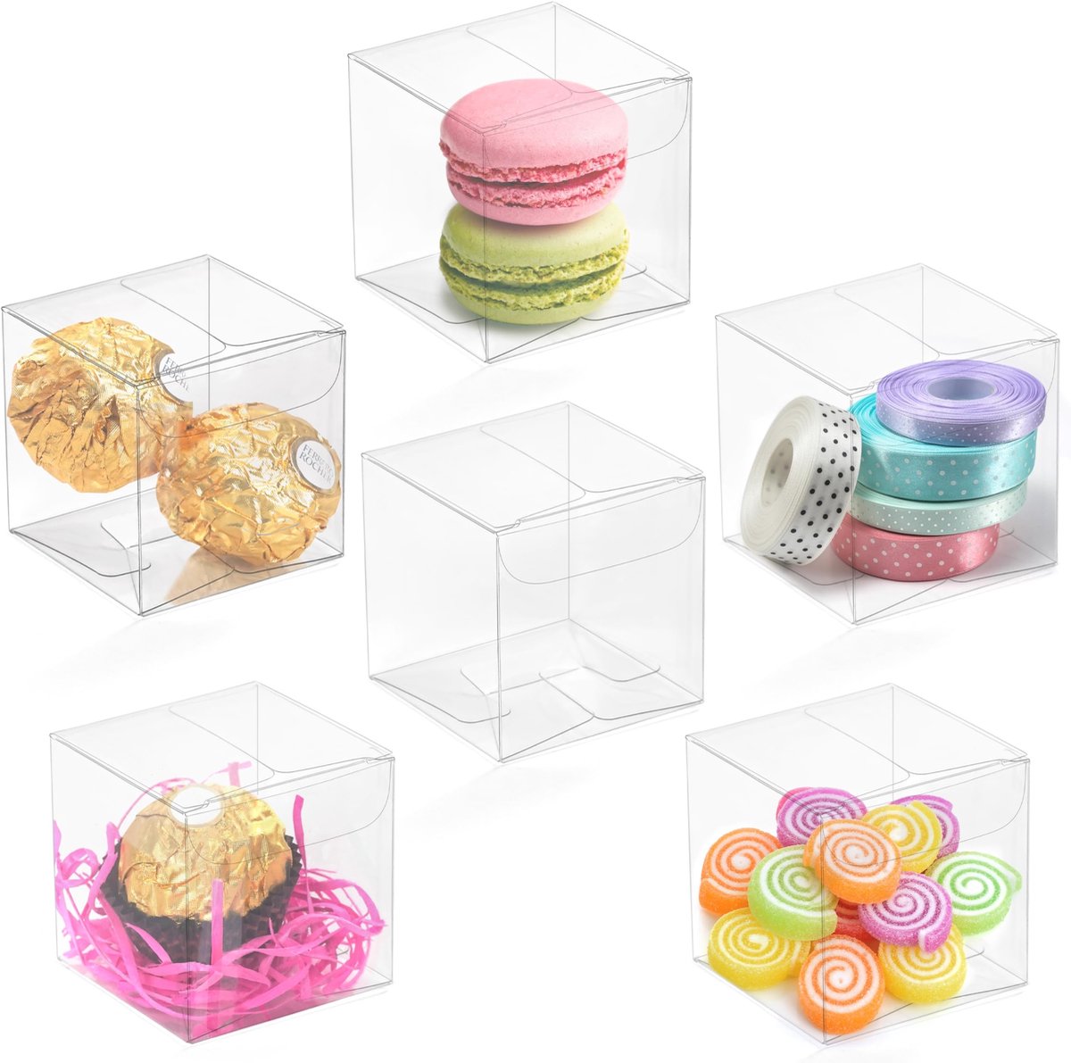 Dailygoods- Geschenkdoosjes Voedselveilig - Kleine Geschenkdoosjes - Transparante Doosjes - Kartonnen Doosjes - Geschenkdoosjes Klein - 100 Stuks - Traktatiedoosjes