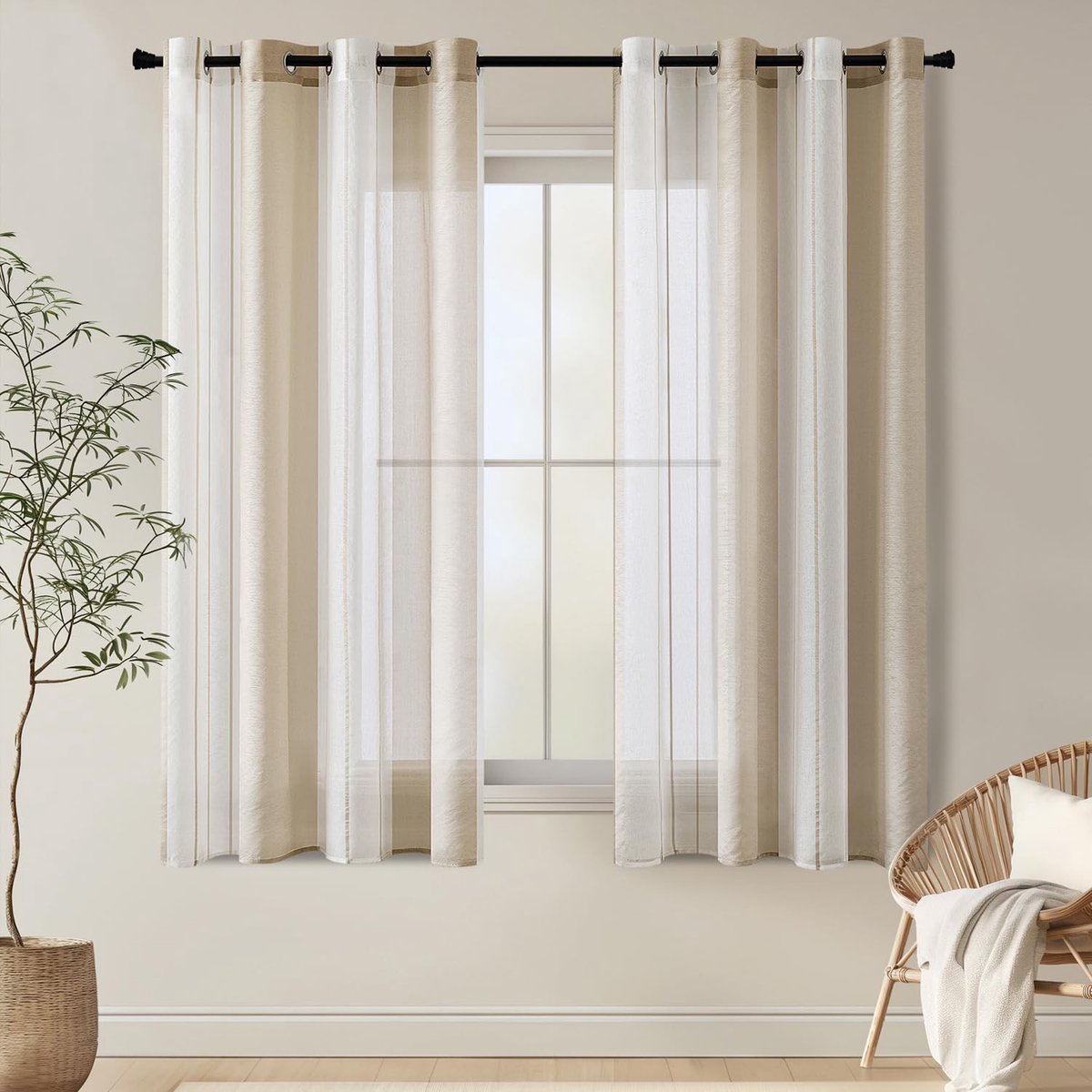 Dailygoods- Gordijnen Set van 2 Stuks - Transparant/Gestreept - Modern - Semi-Transparant - Voile - Lichtdoorlatend Patroon - Raamdecoratie