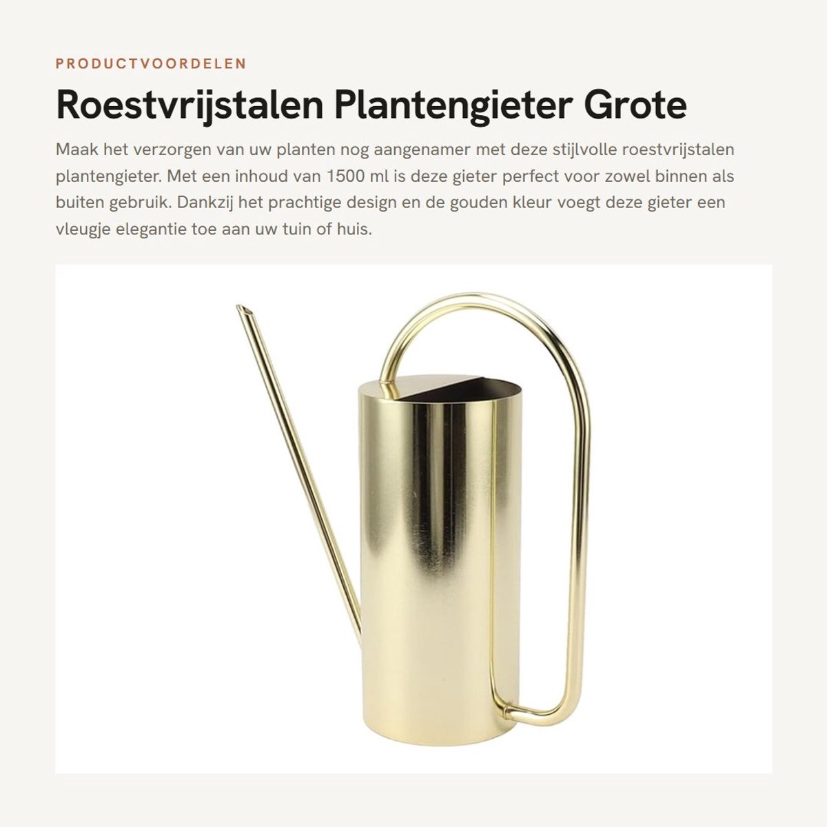Dailygoods- Plantengieter Grote Capaciteit 1500ml - Roestvrij Staal - Lange Uitloop - Duurzaam - Elegant Ontwerp - Betrouwbare Kwaliteit - Gieter