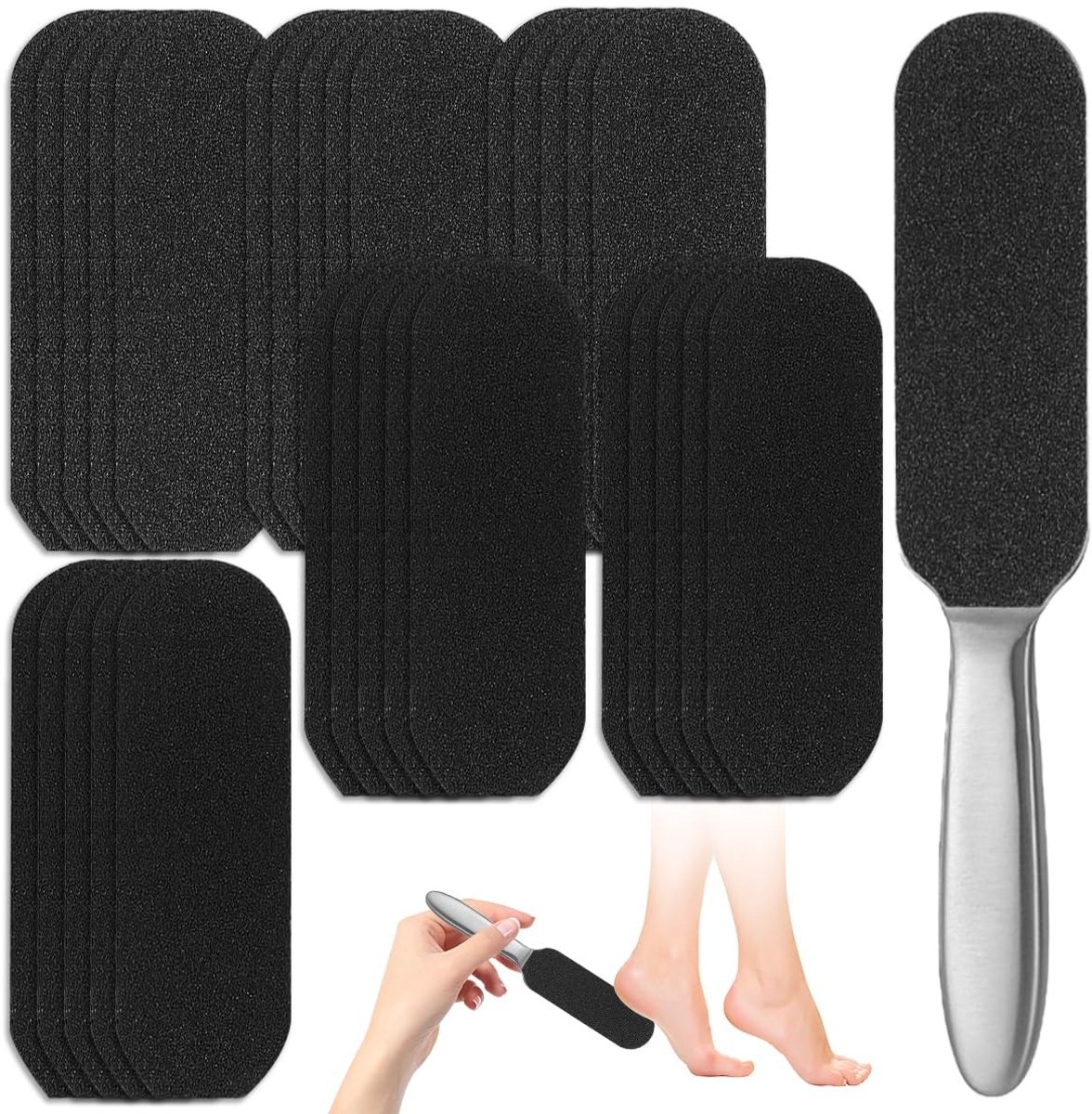 Dailygoods- Eeltverwijderaar 1 stuk - Voetvijl 30 stuks - Roestvrij staal - Dubbelzijdige voethuidtrasp - Voor badkamer/pedicuresalon - Voor verharde/gedroogde huid