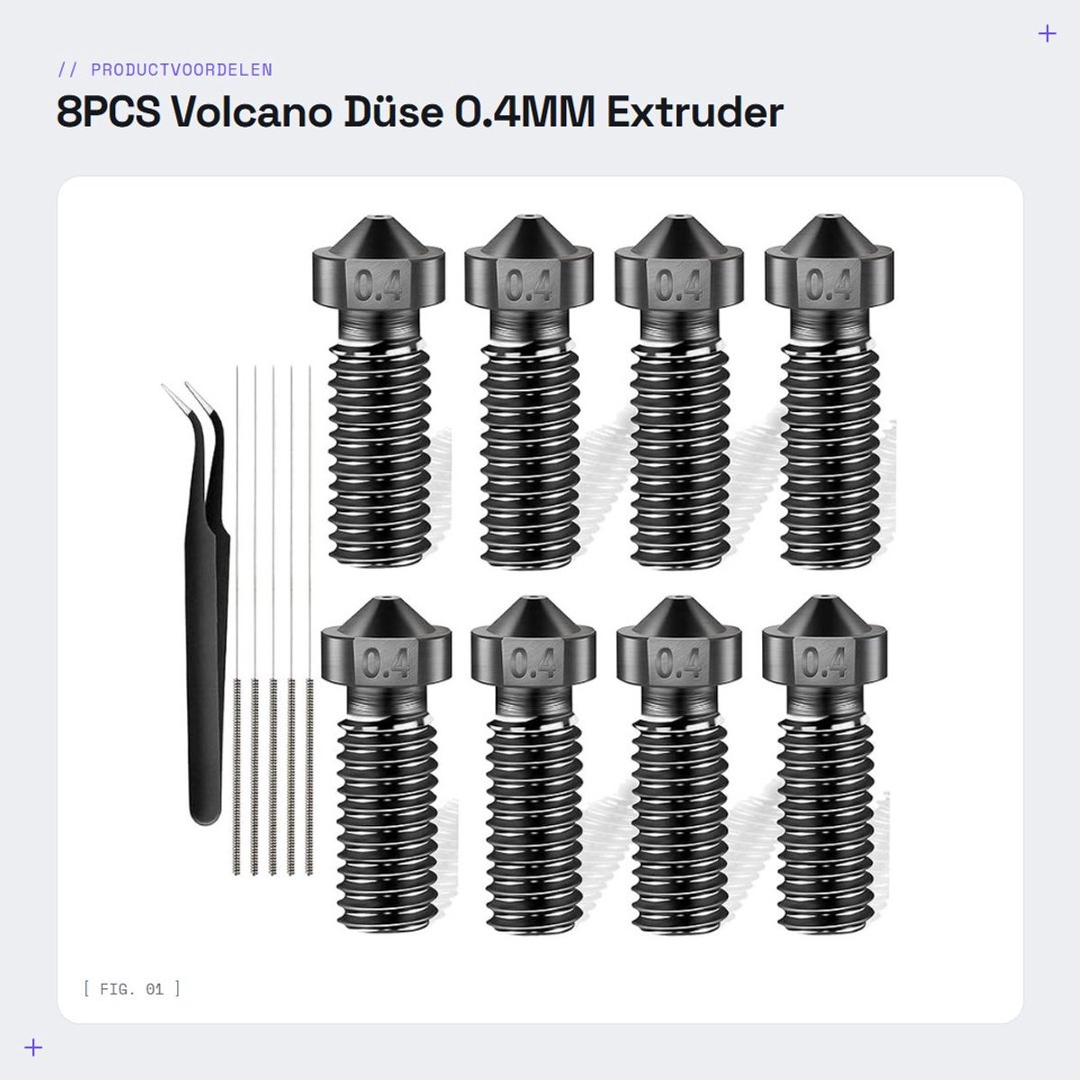 Dailygoods- Düse 8PCS - M6 Druckkopf - 0.4MM - gehärtetem Stahl - voor J-Head Hotend - compatibel met Artillery/Sidewinder 3D-Druckers - 3D-printer Nozzle