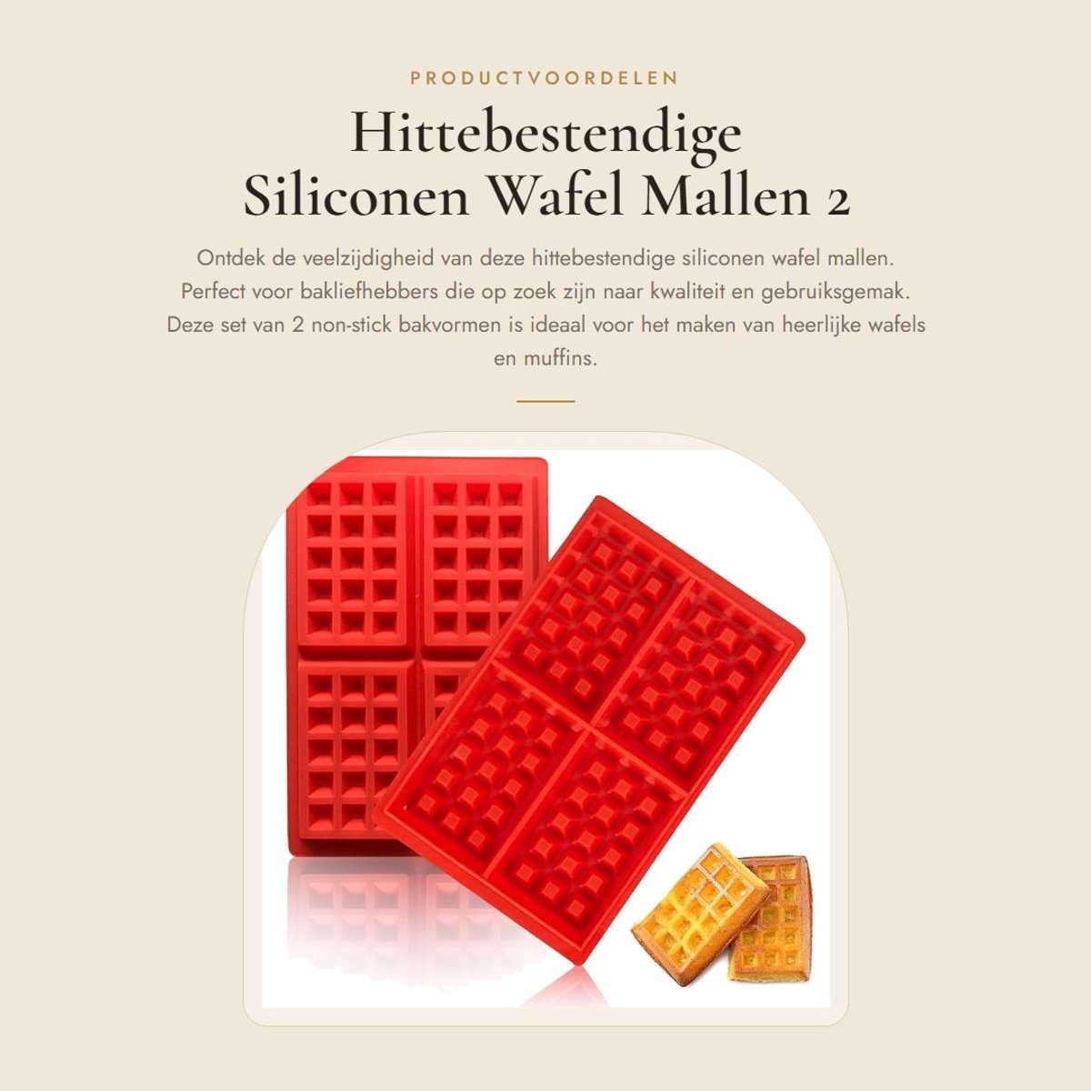 Dailygoods- Wafelmal Set van 2 - Siliconen Bakvorm - Hittebestendig - Muffinvormpjes - Antiaanbaklaag - 27,8 x 18 x 1,7 cm