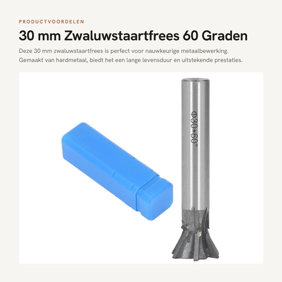 Dailygoods- Zwaluwstaartfrees 30 mm - Hardmetalen Gleuffrees - 6 Groeven - Rechte Schacht - Geschikt voor Metaalbewerking - YG8 Model - Frees