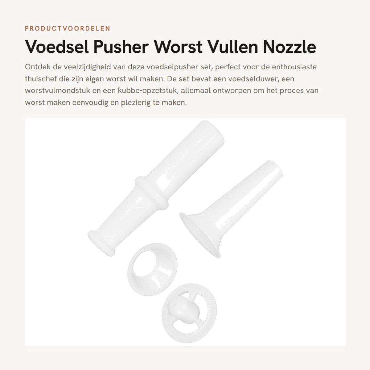 Dailygoods- Worst Vul Nozzle - Voedselduwer - Kubbe Opzetstuk - Vleesmolen Accessoire - ABS Kunststof - Eenvoudig te Reinigen - Worstmaker
