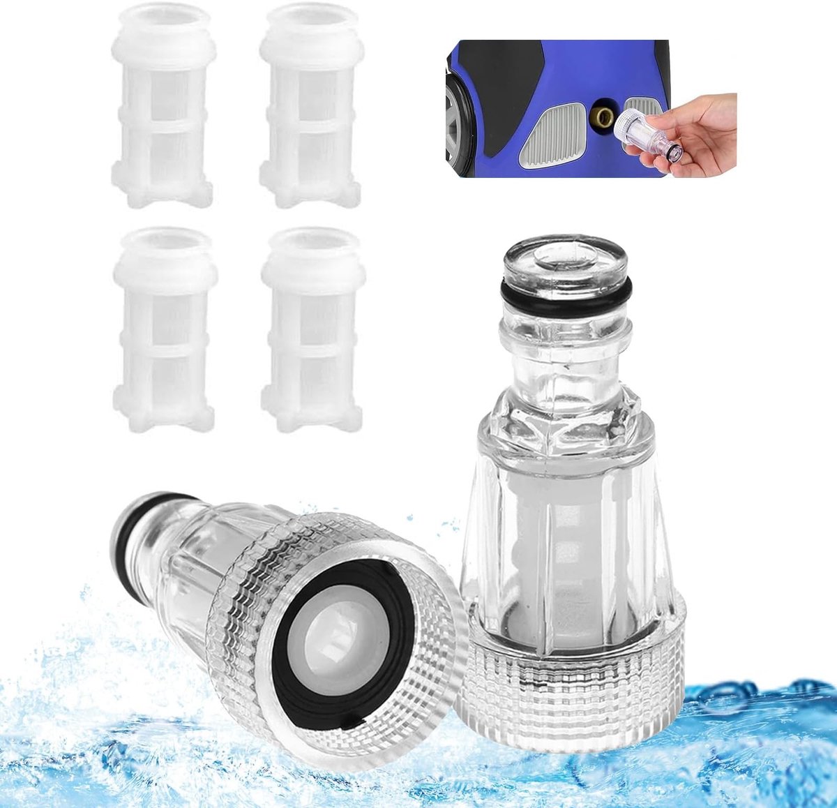 Dailygoods - Waterfilter - 2 Stuks Filter - Duurzaam en Eenvoudig te Reinigen - Filterslang 3/4 - Tuinpomp en Caravan - Geschikt voor Hogedrukreiniger