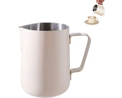 1 stuk - Koffieopschuimkan - Opschuimbeker - Melkopschuimbeker - Opschuimpot - Roestvrijstalen melkopschuimpot - Espressostoomkan - Melkkan - Gebroken wit - 110*75*92 mm - Geschikt voor cappuccino, latte en andere koffiemachineaccessoires