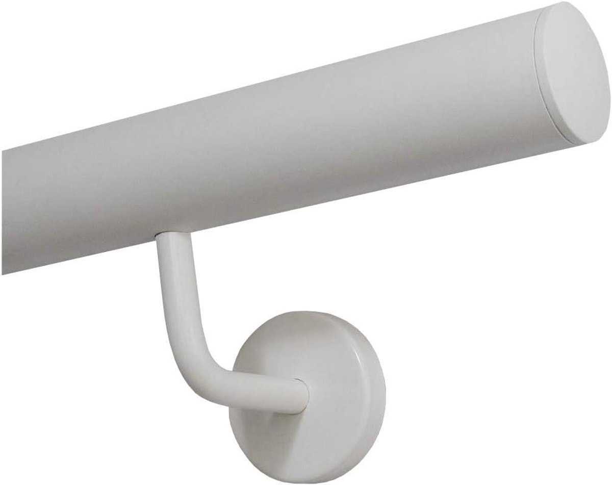 Roestvrijstalen leuning - Buiten trapleuning - Veilig traplopen - Wit gepoedercoat - 110 cm - Wit