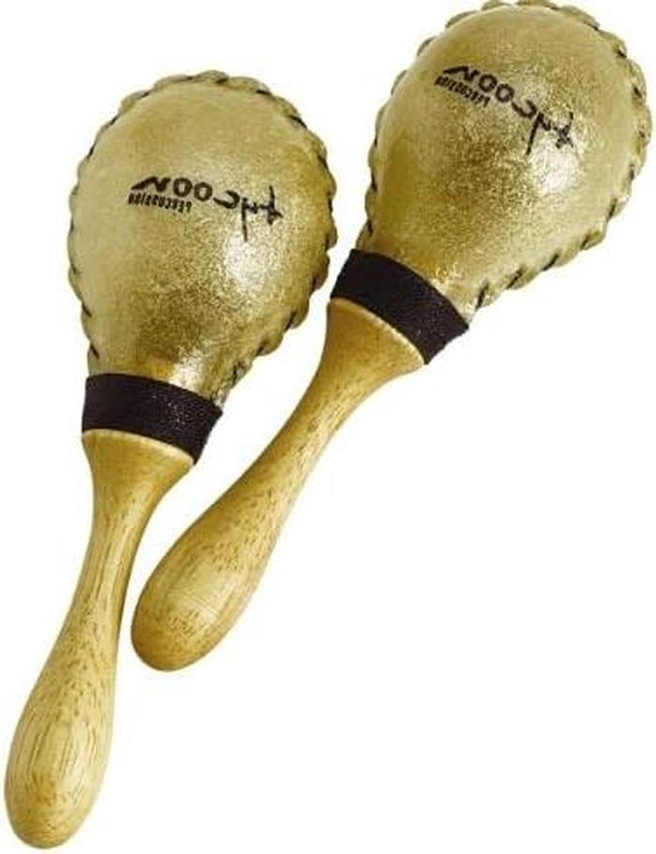 Maracas Set - Rammelaars Paar - Muziek Maken - Leren Frame - Klein Formaat - Goud