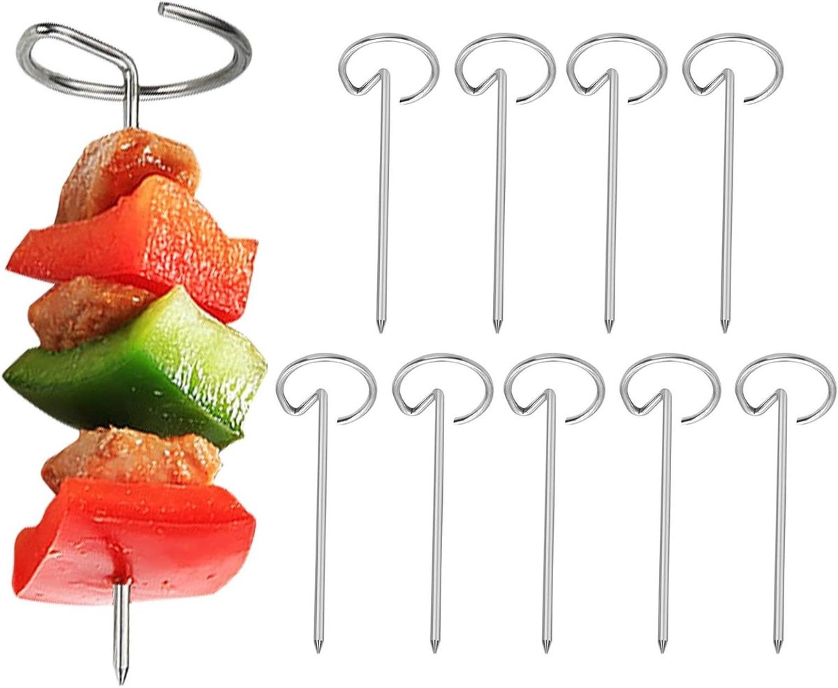 Airfryer Spiesjes - Kabob Sticks RVS - Verticale Grill - Grote Opening - 10 stuks - Zilver