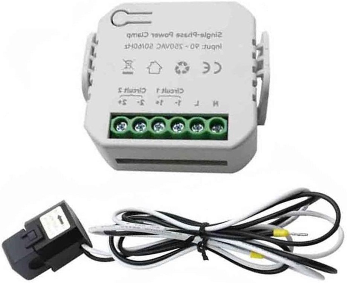 Slimme Energiemeter - Stroommeter WiFi - Energieverbruik Monitoren - App Bediening - 120A - Wit
