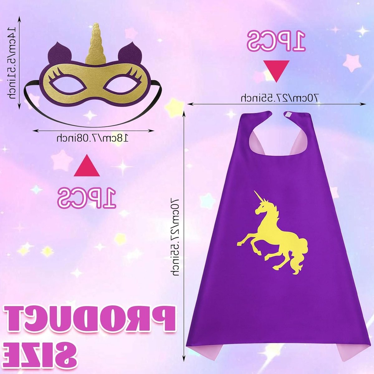 Unicorn Kostuum voor Meisjes met Superhelden Cape en Masker voor Feestdagen en Carnavalsvieringen