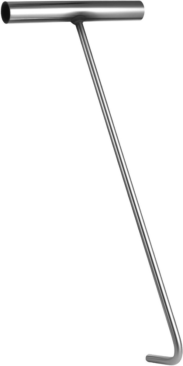 Kanaaldekselhaak - Schachthaak T-haak - Deksel Openen - Roestvrij staal - 38 cm - Zilver