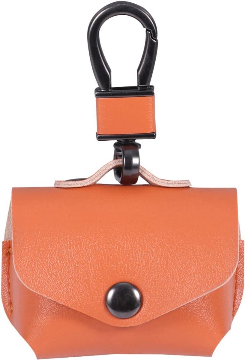 Oortelefoonhoesje - Oordopjes Houder - Bescherming Oordopjes - Met Metalen Sluiting - 10x7x3cm - Oranje
